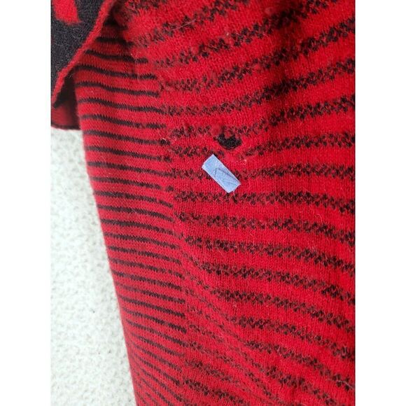 Lael Alpaca Knit Vest Cardigan Open Front Womens M Red Black Striped - Picture 11 of 13